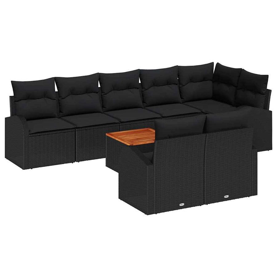 Garden Sofa Set 9 pcs Black Poly Rattan