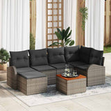 Garden Sofa Set with Storage 7 pcs Grey Poly Rattan