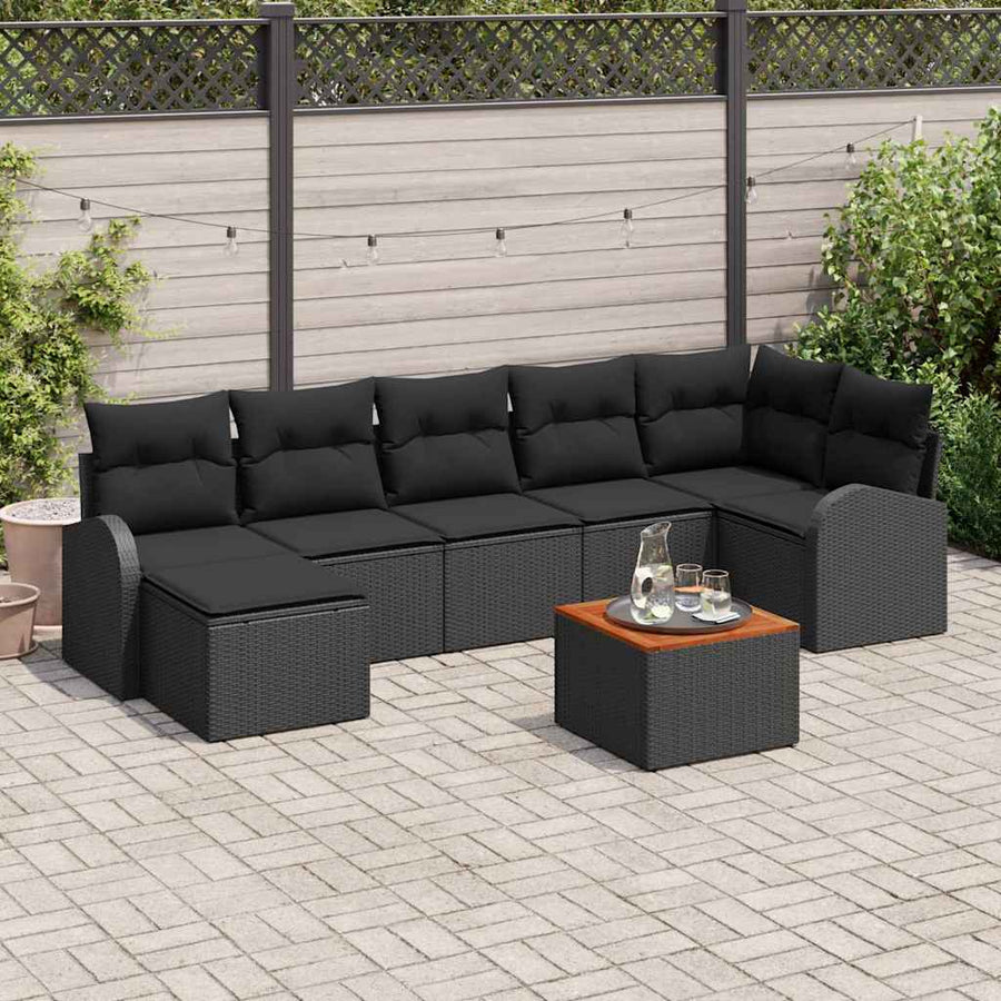 Garden Sofa Set 8 pcs Black Poly Rattan