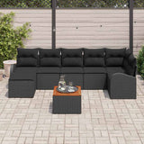 Garden Sofa Set with Storage 8 pcs Black Poly Rattan