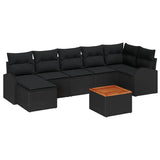 Garden Sofa Set 8 pcs Black - Front View
