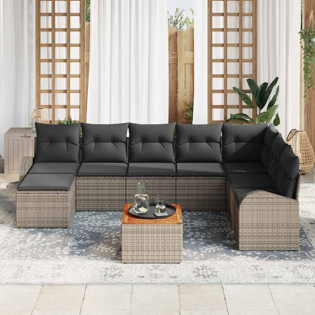 Garden Sofa Set 9 pcs Grey