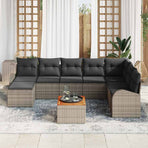 Garden Sofa Set 9 pcs Grey Poly Rattan