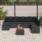 Garden Sofa Set 9 pcs Black Poly Rattan