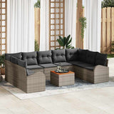 Garden Sofa Set with Storage 10 pcs Grey Poly Rattan