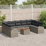 Garden Sofa Set with Storage 10 pcs Grey Poly Rattan