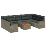 Garden Sofa Set with Storage 10 pcs Grey Poly Rattan