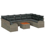 Garden Sofa Set 10 pcs Grey Poly Rattan