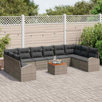 Garden Sofa Set 11 pcs Grey Poly Rattan
