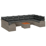 Garden Sofa Set with Storage 11 pcs Grey Poly Rattan - Front View