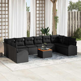 Garden Sofa Set with Storage 11 pcs Black Poly Rattan