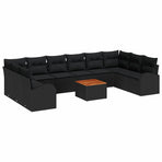 Garden Sofa Set 11 pcs Black Poly Rattan