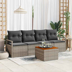 Garden Sofa Set 5 pcs Grey Poly Rattan
