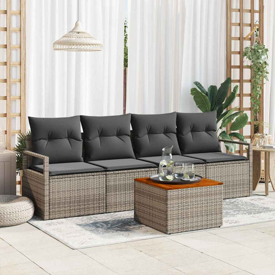 Garden Sofa Set 5 pcs Grey Poly Rattan