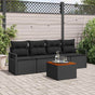 Garden Sofa Set 5 pcs Black Poly Rattan