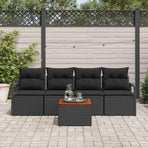Garden Sofa Set 5 pcs Black Poly Rattan