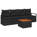 Garden Sofa Set 5 pcs Black Poly Rattan