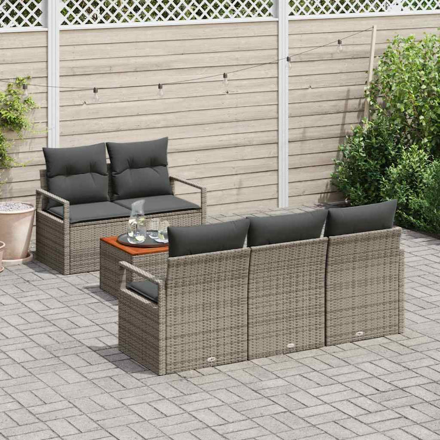 Garden Sofa Set 6 pcs Grey Poly Rattan