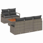 Garden Sofa Set 6 pcs Grey Poly Rattan