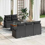 Garden Sofa Set with Storage 6 pcs Black Poly Rattan
