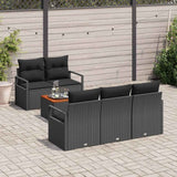Garden Sofa Set with Storage 6 pcs Black Poly Rattan