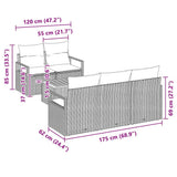 Garden Sofa Set with Storage 6 pcs Black Poly Rattan