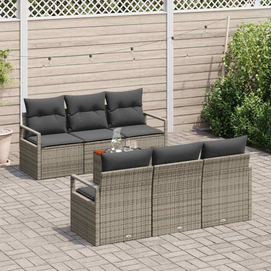 Garden Sofa Set 7 pcs Grey Poly Rattan
