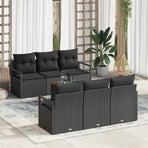 Garden Sofa Set 7 pcs Black Poly Rattan