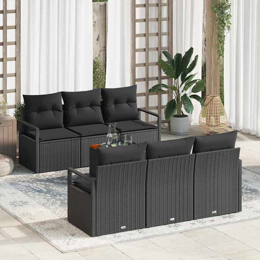 Garden Sofa Set 7 pcs Black Poly Rattan