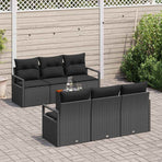 Garden Sofa Set 7 pcs Black Poly Rattan