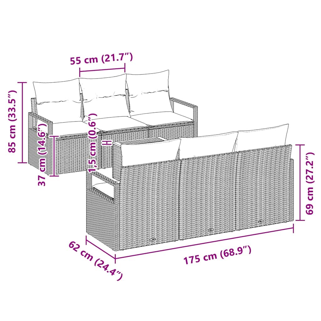 Garden Sofa Set 7 pcs Black