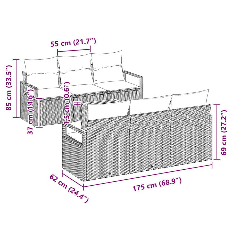 Garden Sofa Set 7 pcs Black Poly Rattan
