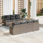 Garden Sofa Set 8 pcs Grey Poly Rattan