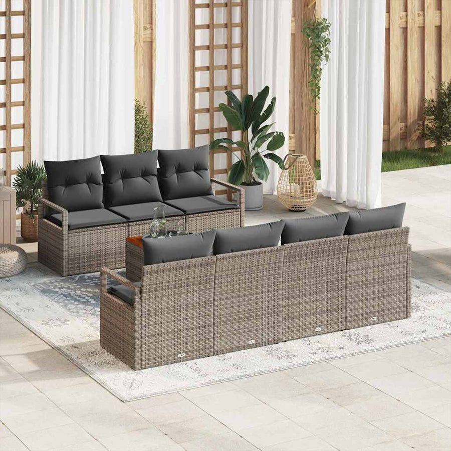 Garden Sofa Set 8 pcs Grey Poly Rattan