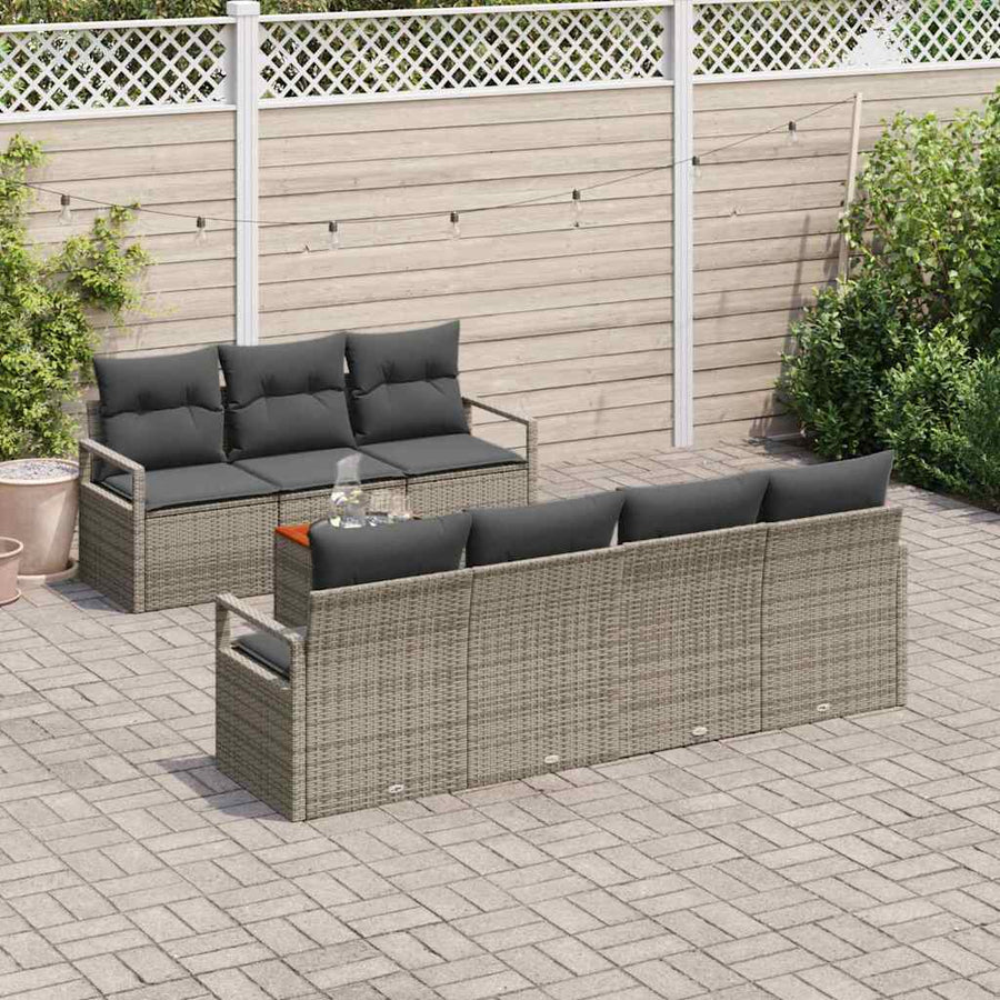Garden Sofa Set 8 pcs Grey Poly Rattan