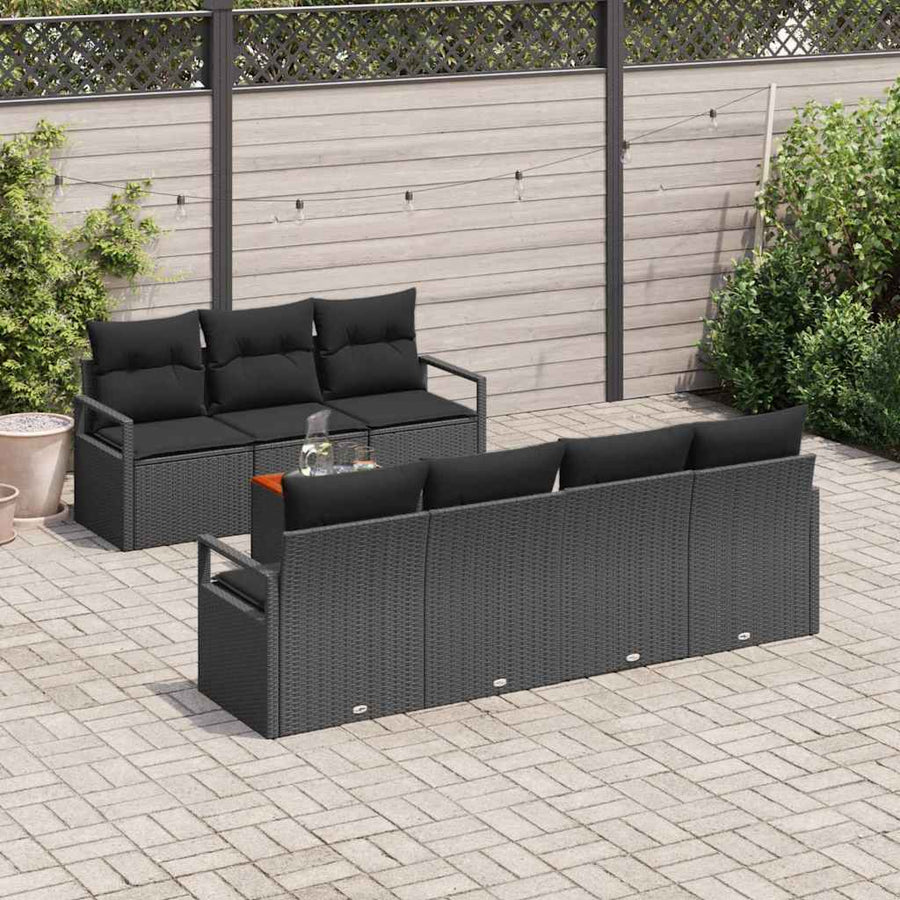 Garden Sofa Set 8 pcs Black Poly Rattan