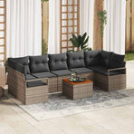 Garden Sofa Set 8 pcs Grey Poly Rattan