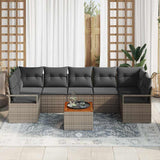 Garden Sofa Set with Storage 8 pcs Grey Poly Rattan