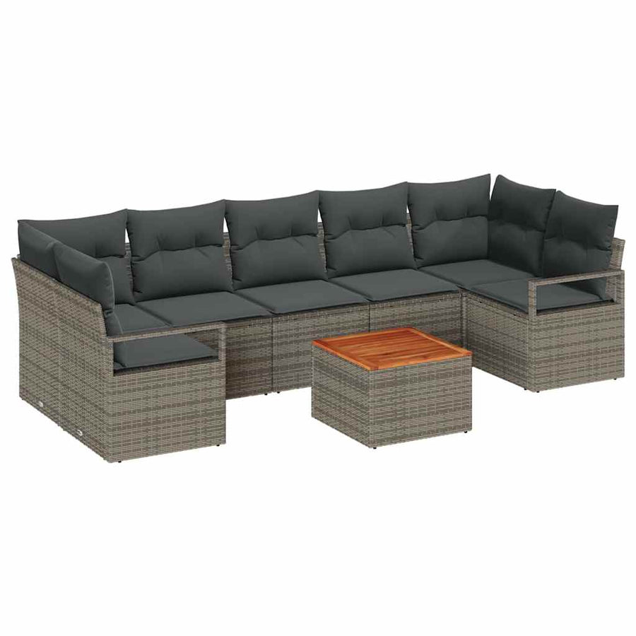 Garden Sofa Set 8 pcs Grey Poly Rattan