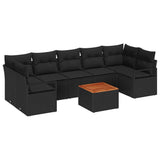 Garden Sofa Set 8 pcs Black - Front View