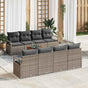 Garden Sofa Set 9 pcs Grey Poly Rattan