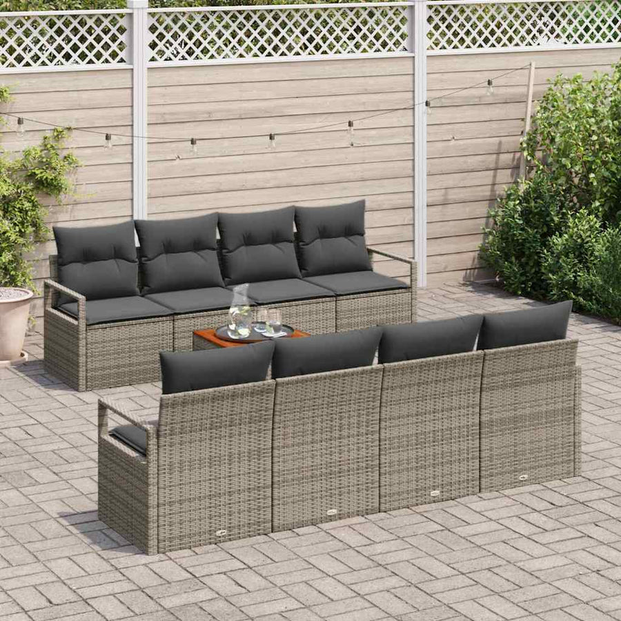 Garden Sofa Set 9 pcs Grey Poly Rattan