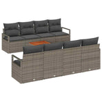 Garden Sofa Set 9 pcs Grey Poly Rattan