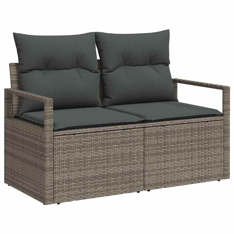 Garden Sofa Set 9 pcs Grey Poly Rattan