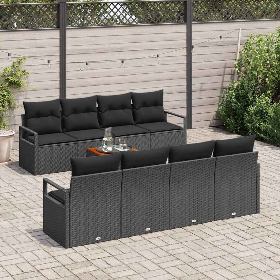 Garden Sofa Set 9 pcs Black Poly Rattan