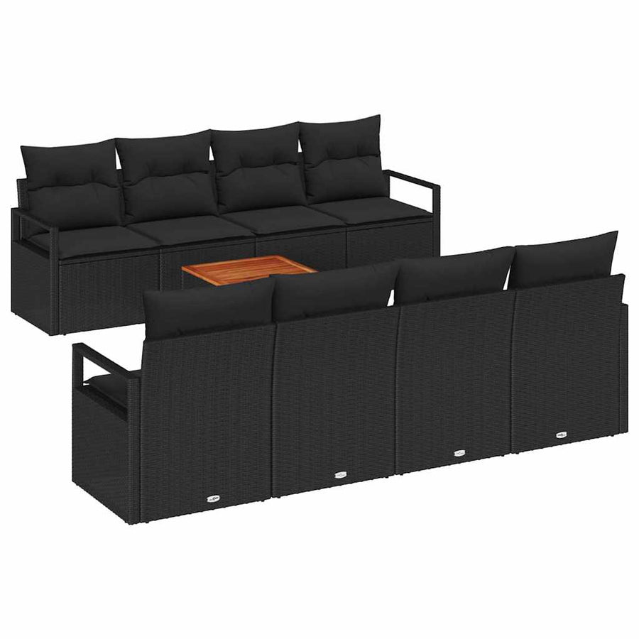 Garden Sofa Set 9 pcs Black Poly Rattan