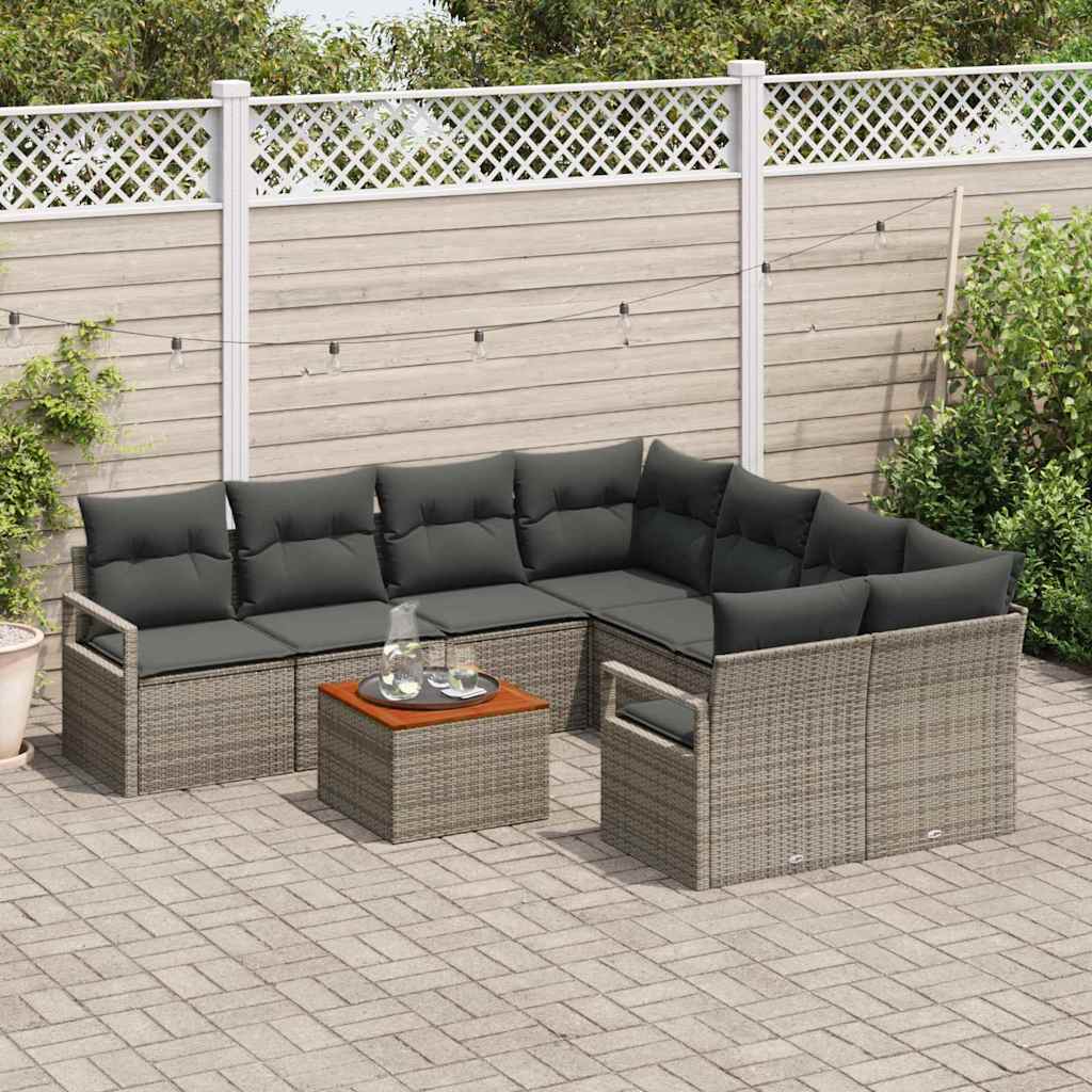 Garden Sofa Set 9 pcs Grey