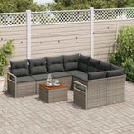 Garden Sofa Set 9 pcs Grey Poly Rattan