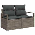 Garden Sofa Set 9 pcs Grey Poly Rattan