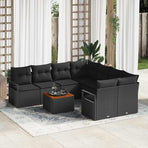 Garden Sofa Set 9 pcs Black Poly Rattan